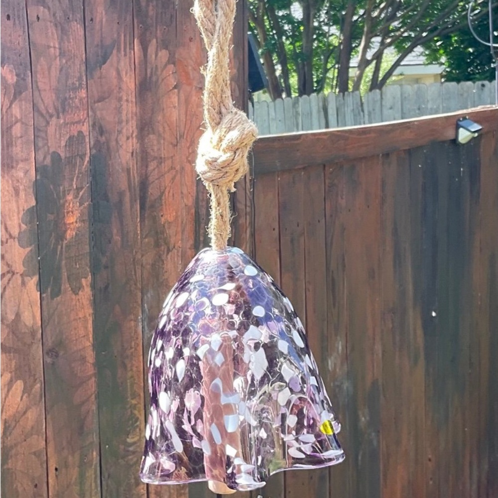 Glass Wind Chime Bell Flower Handmade Art Glass Hanging Chimes Stained Glass